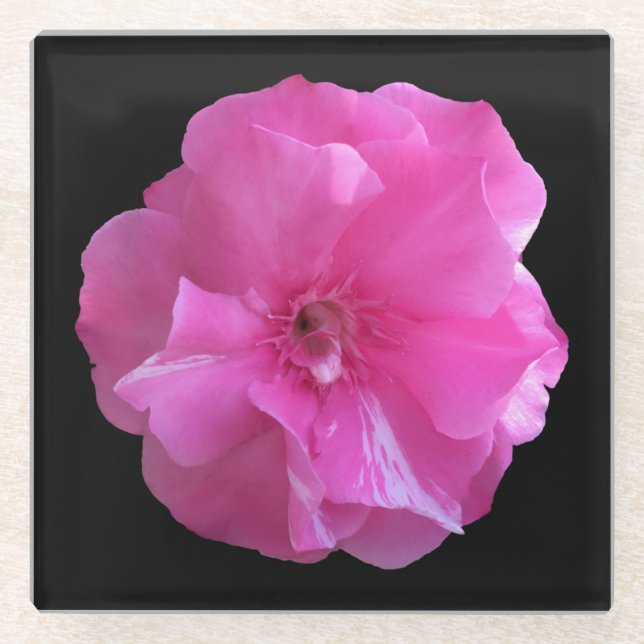 Posavasos De Vidrio Flor rosa (Anverso)