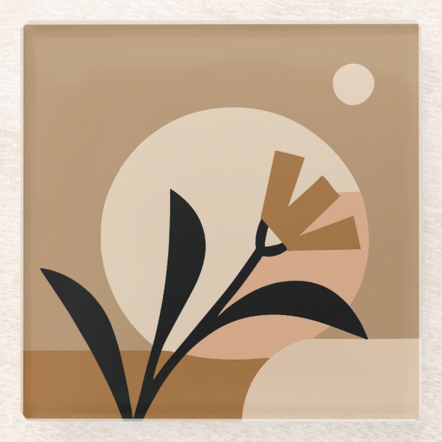 Posavasos De Vidrio Flor Sun Boho (Anverso)