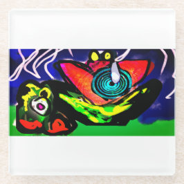 Posavasos De Vidrio Flor y rana primaverales