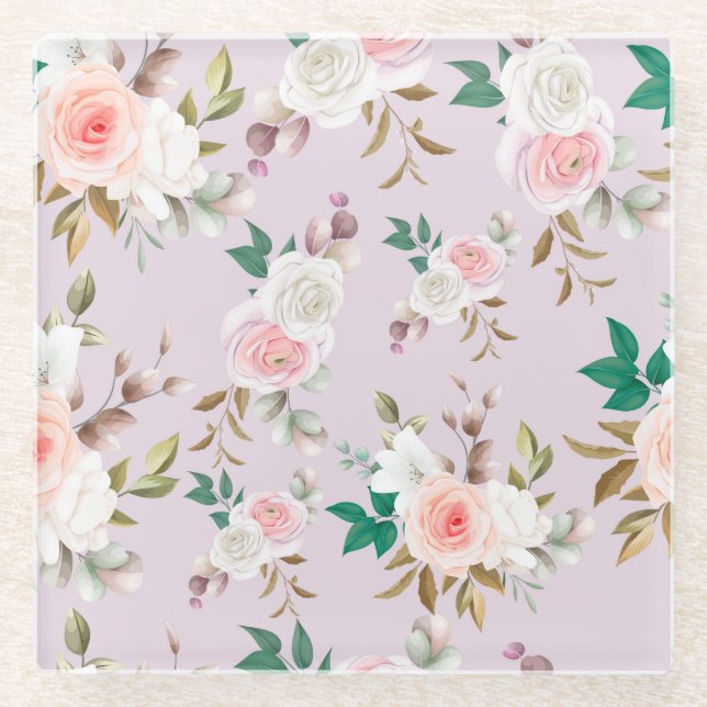 Posavasos De Vidrio Floral (Anverso)