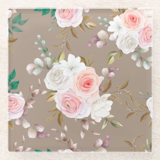 Posavasos De Vidrio Floral (Anverso)