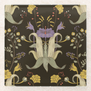 Posavasos De Vidrio Floral Art Nouveau: Patrón de época