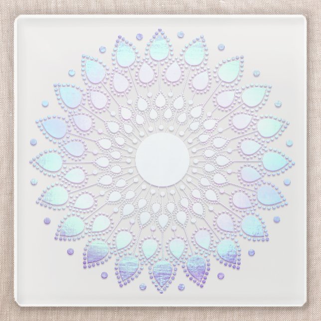 Posavasos De Vidrio Floral azul moderno Lotus Mandala (Subido por el creador)