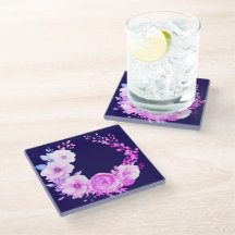 Floral azul profundo y rosa