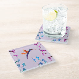Posavasos De Vidrio Floral Bird Art Hummingbird