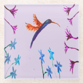 Posavasos De Vidrio Floral Bird Art Hummingbird