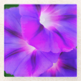 Posavasos De Vidrio Floral Blanco Púrpura