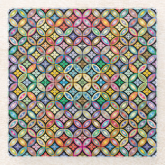 Posavasos De Vidrio Floral de Art Nouveau colorida