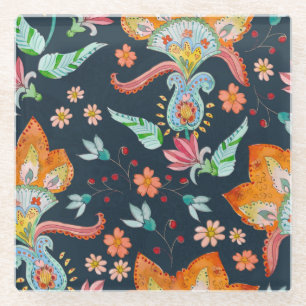 Posavasos De Vidrio Floral Delight: Textura de flores acuáticas