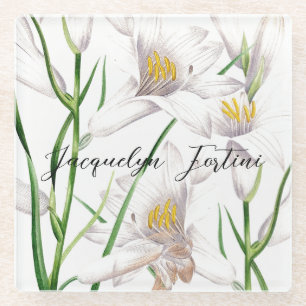 Posavasos De Vidrio Floral elegancia Moda caligrafía de corte Añadir n
