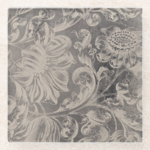 Posavasos De Vidrio Floral envejecida