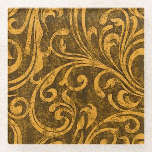 Posavasos De Vidrio Floral gris, textura transparente de alta resoluci