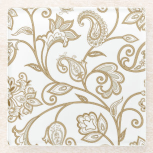Posavasos De Vidrio Floral oriental: Étnica florida y azucarada.