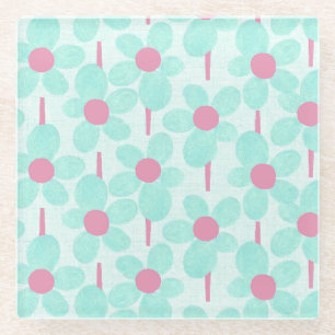Posavasos De Vidrio Floral Pastel Moderno de Verano para Exteriores