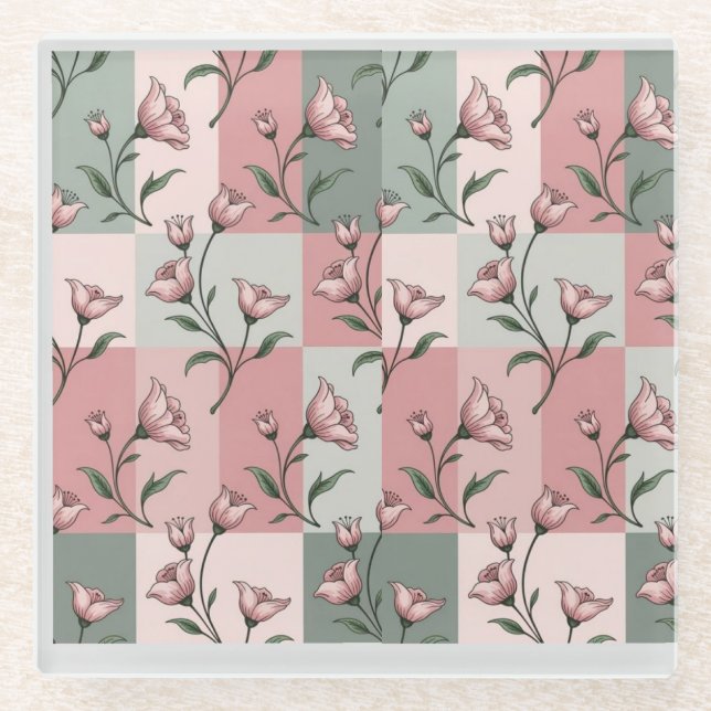 Posavasos De Vidrio Floral Pattern Coaster (Anverso)