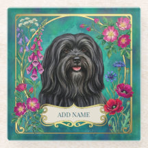 Posavasos de vidrio floral personalizado Lhasa Aps