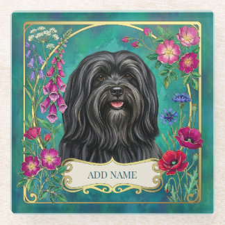 Posavasos de vidrio floral personalizado Lhasa Aps