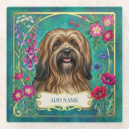 Posavasos de vidrio floral personalizado Lhasa Aps