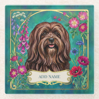 Posavasos de vidrio floral personalizado Lhasa Aps