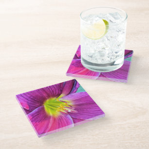 Posavasos De Vidrio Floral Pink Daylily Bloom