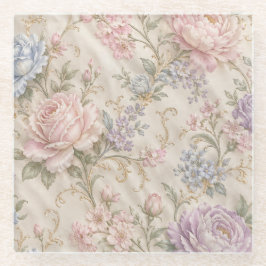 Posavasos De Vidrio Floral Rosa Peonía Rosa Chic Shabby Vintage