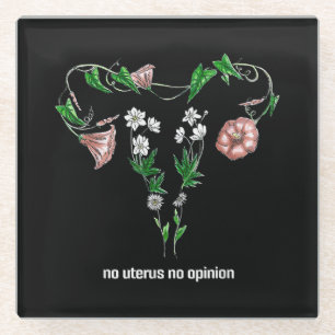 Posavasos De Vidrio Floral sin útero sin opinión sobre los derechos de