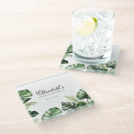 Posavasos De Vidrio Floral Tropical Colorido | Ducha de novia con foll