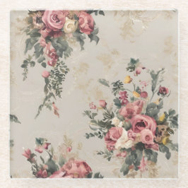 Posavasos De Vidrio Floral Vintage