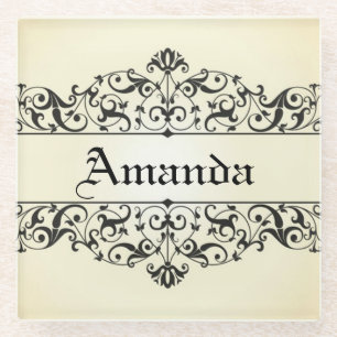Posavasos De Vidrio Floral Vintage Personalizado