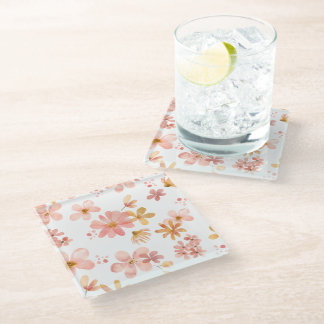 Posavasos De Vidrio Florales de otoño naranja melocotón moderno