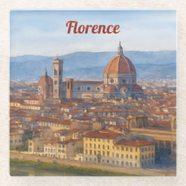 Posavasos De Vidrio Florencia Acuarela Duomo Silueta