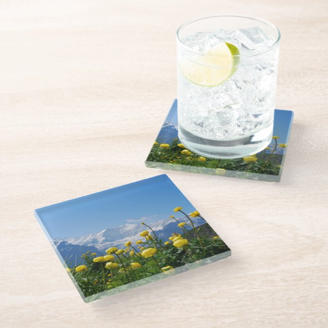 Posavasos De Vidrio Flores | Alpes suizos Eiger Monch (Angular)