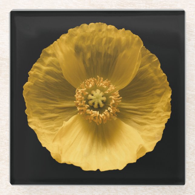 Posavasos De Vidrio Flores | Amarilla (Anverso)