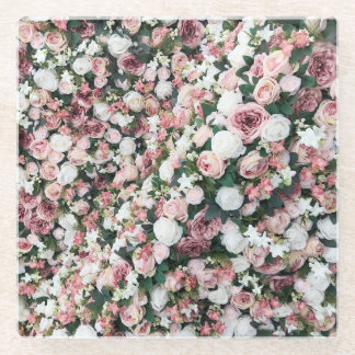 Posavasos De Vidrio Flores artificiales coloridas: fondo vibrante