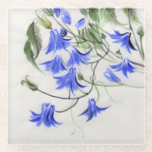 Posavasos De Vidrio Flores azules