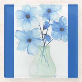 Posavasos De Vidrio Flores azules en un jarrón Tarjetas de notas