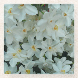 Posavasos De Vidrio Flores blancas de arcissus paperblancas