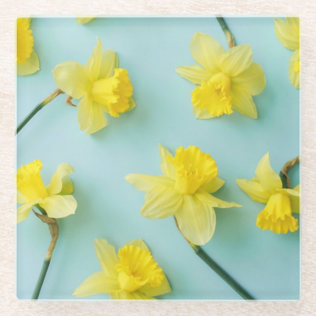 Posavasos De Vidrio Flores | Daffoditos amarillos (Anverso)