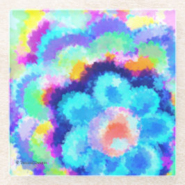 Posavasos De Vidrio Flores de acuarela coloridas