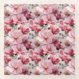 Posavasos De Vidrio FLORES DE ANEMONA DE COLOR ROSA DE bonito