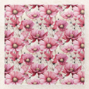 Posavasos De Vidrio FLORES DE ANEMONA DE COLOR ROSA DE bonito