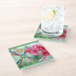 Posavasos De Vidrio Flores de asador de vidrio de Asiria