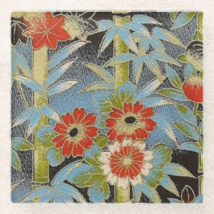 Posavasos De Vidrio Flores de bambú elegantes japonesas Washi Origami