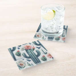 Posavasos De Vidrio Flores de cactus