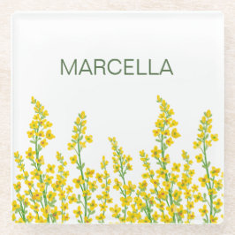 Posavasos De Vidrio Flores de citrina amarilla moderna