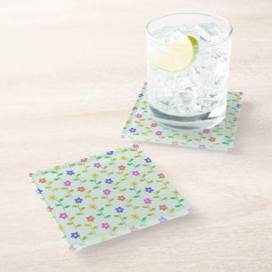 Posavasos De Vidrio Flores de colores, motivos florales, vegetación, b