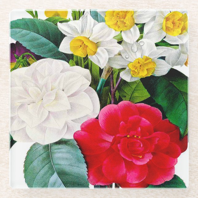 Posavasos De Vidrio Flores de época (Anverso)