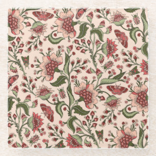 Posavasos De Vidrio Flores de fantasía Mano paisley dibujada