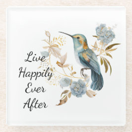 Posavasos De Vidrio Flores de Hortensia de Colibrí  