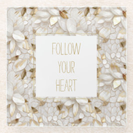 Posavasos De Vidrio Flores de Lotus de oro blanco